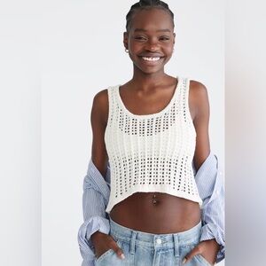 Aeropostale White Crochet Tank Top